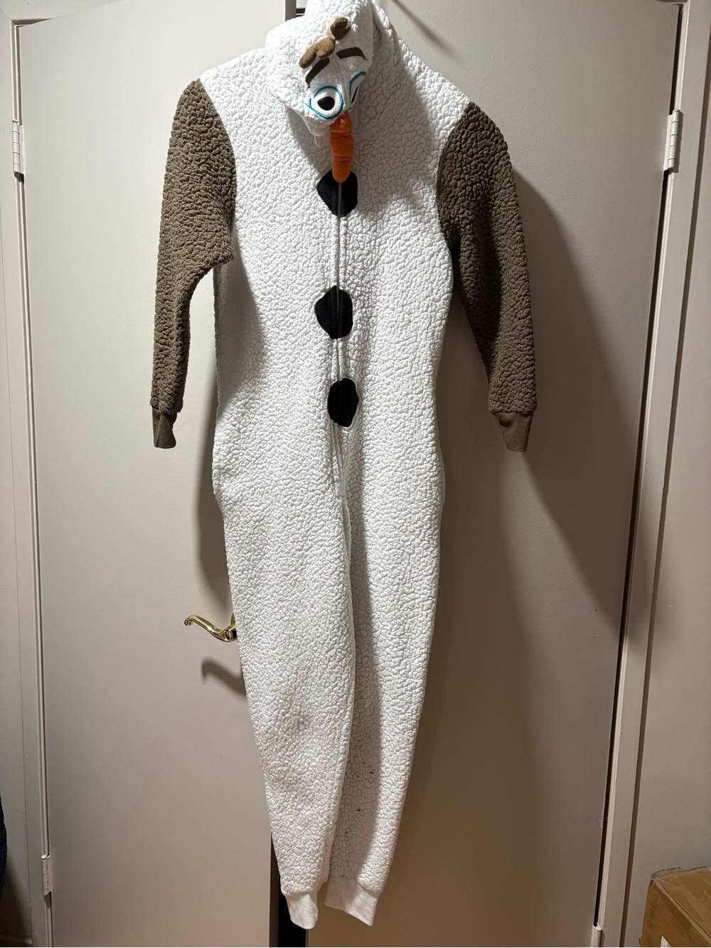 Disney Olaf Sherpa One-Piece Bodysuit in White and Brown
